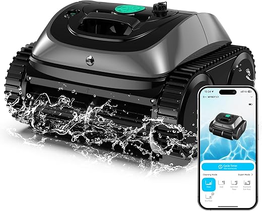 (2025 Upgrade) WYBOT C1 Pool Robot Vacuum for Inground Pools, 4-in-1 Cordless Robotic Pool Cleaner Lasts 150min, Triple-Motor up to 1,614 Sq.ft, Smart APP Support, Auto Wall & Waterline Cleaning