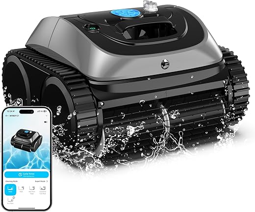 (2025 Upgrade) WYBOT C1 Pool Vacuum for Inground Pools, 4-in-1 Cordless Robotic Pool Cleaner for Above Ground Pools, Triple-Motor up to 1,614 Sq.ft, Wall & Waterline Cleaning, WiFi & Bluetooth Connect