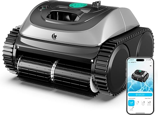(2025 Upgrade) WYBOT C1 Robotic Pool Vacuum for Inground & Above Ground Pools, 150mins Cordless Pool Cleaner 4-in-1 Wall & Waterline Cleaning Up to 1,614sq.ft, Smart Navigation, App Support