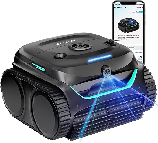 2025 WYBOT C2 Vision Cordless Pool Cleaner Robot for Inground Pools with AI Camera, 8 Mode Robotic Pool Cleaner, Utra-fine Filtration, Powerful Suction, Wall Climbing, Waterline Cleaning, Black