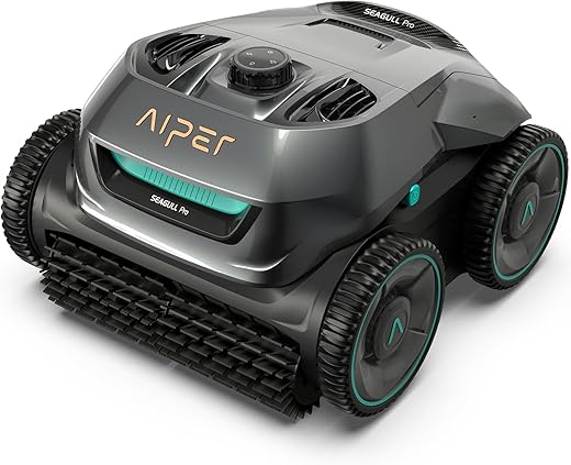 AIPER Cordless Robotic Pool Cleaner, WavePath Navigation, Wall-Climbing, Quad-Motor, 150 mins Runtime for Inground Pools up to 1,600 sq.ft, Seagull Pro ZT6002