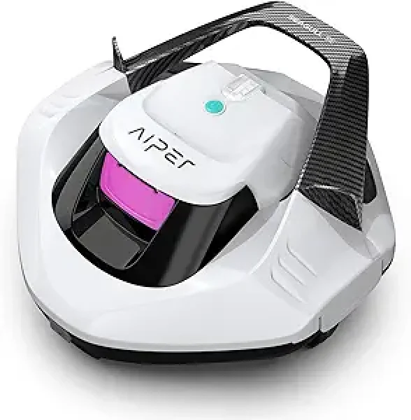 AIPER Cordless Robotic Pool Vacuum, Self-Parking Technology, Portable, Ideal for Above-Ground Flat Pool up to 40 Feet, White