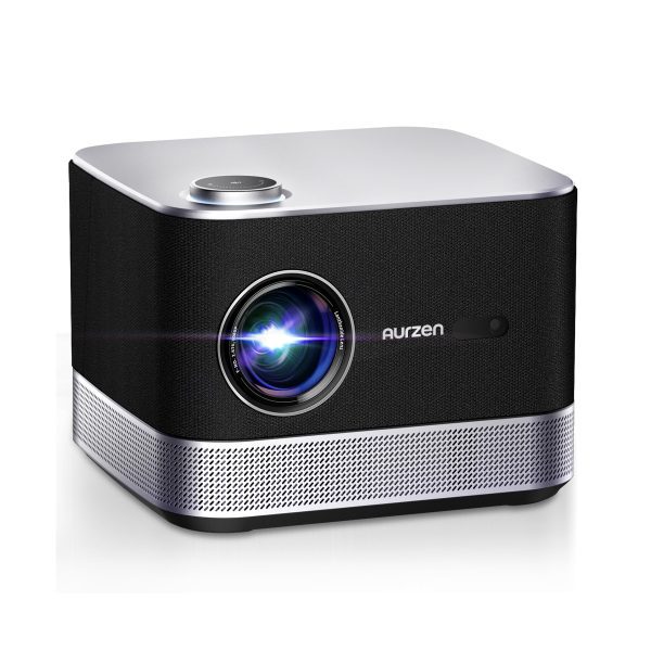 3-in-1 Projector 4K Supported, AURZEN BOOM 3 Smart Projector with WiFi and Bluetooth, 3D DoIby Audio & 36W Speakers, Auto Focus & Keystone, NetfIix Official 500 ANSI Home Outdoor proyector, Black