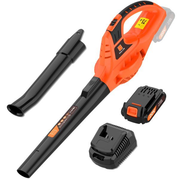 21V Leaf Blower Cordless | Handheld Electric Lightweight Blower with 2.0Ah Rechargeable Battery & Fast Charger | Adjustable Speeds, Portable Design for Lawn, Patio, Yard, Sidewalk Cleaning
