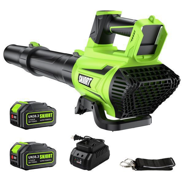 Leaf Blower Cordless with Battery and Charger, 980CFM Brushless Motor, 2 Batteries, 6 Speed Modes， Blowers for Lawn Care, Dust, Blowing Leaves, Patio Cleaning,Birthday Gifts for Men Dad Husband