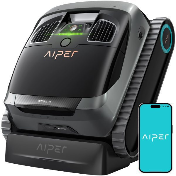 AIPER Scuba X1 6600 GPH High-Power Suction with Dual-Jet, Upgraded Battery Life and Cross Pattern Smart Navigation, Horizontal Waterline Scrubbing, Ideal for Inground Pools up to 2,150 sq.ft