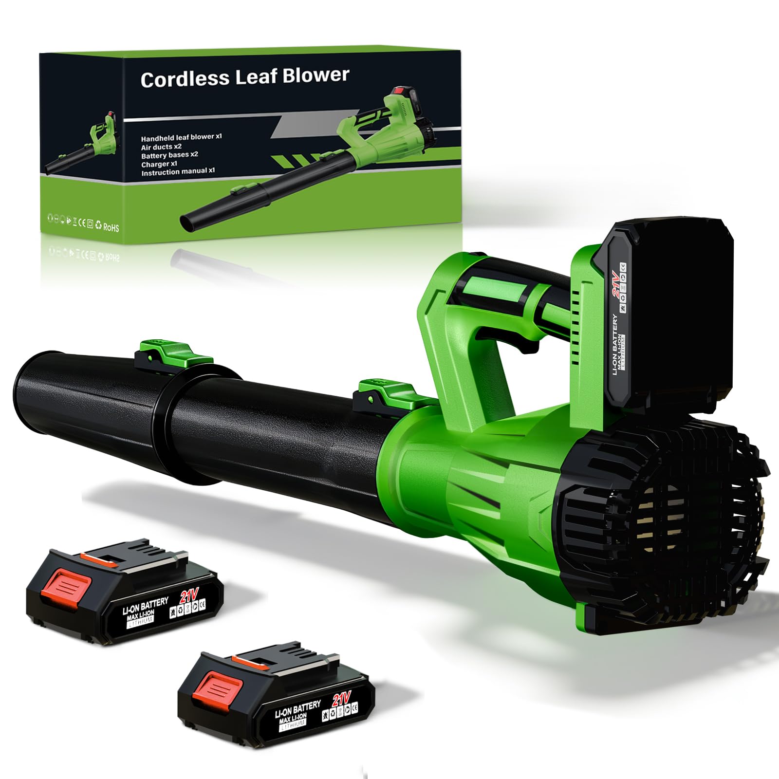 21V 6-Speed Cordless Leaf Blower w/ 2x6Ah Batteries & Charger