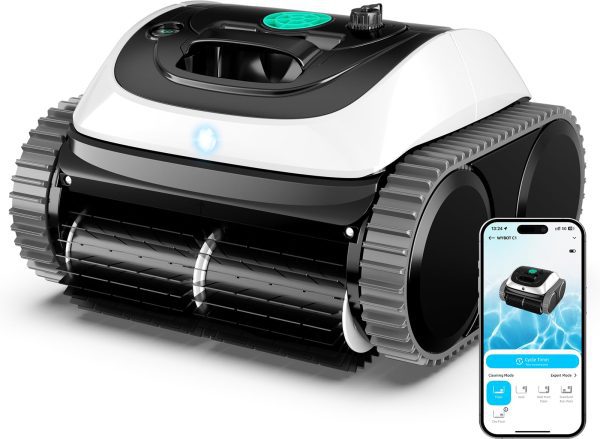 WYBOT C1 Robotic Pool Vacuum for Inground Pools, Professional Cordless Pool Cleaner 150mins 4-in-1 Wall & Waterline Cleaning Up to 1,614sq.ft, Smart Navigation, App Support