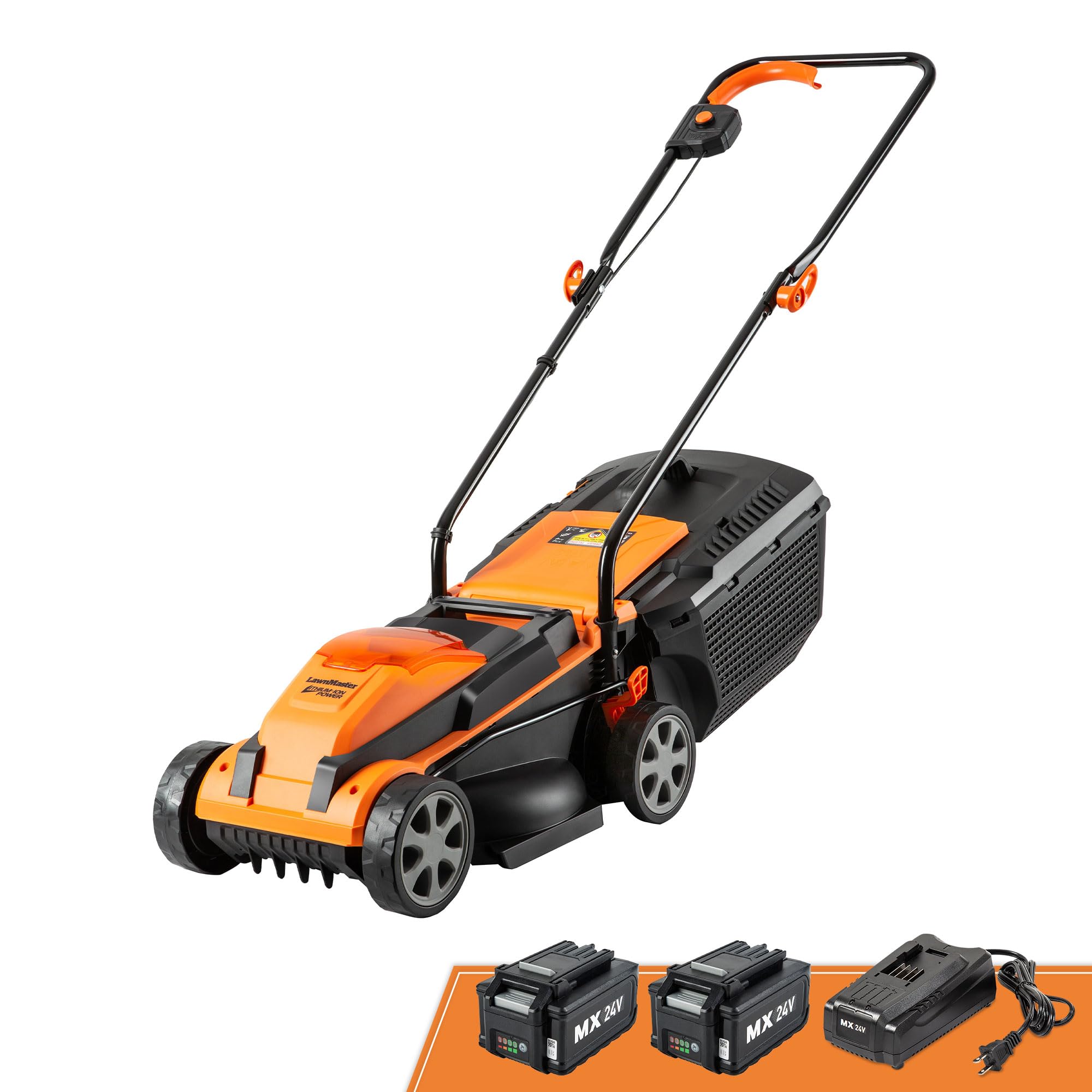 LawnMaster CLM2413A 24V Cordless 13″ Mower w/ 2x4Ah Batteries