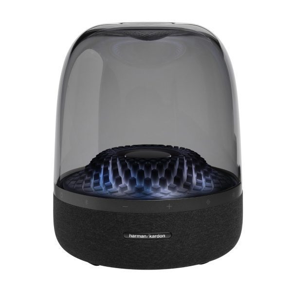 Harman Kardon Aura Studio 4 - Bluetooth Home Speaker - Superior Sound Performance - 5 Diamond-Effect Lighting Themes - Made with Recycled Materials (Renewed), Black