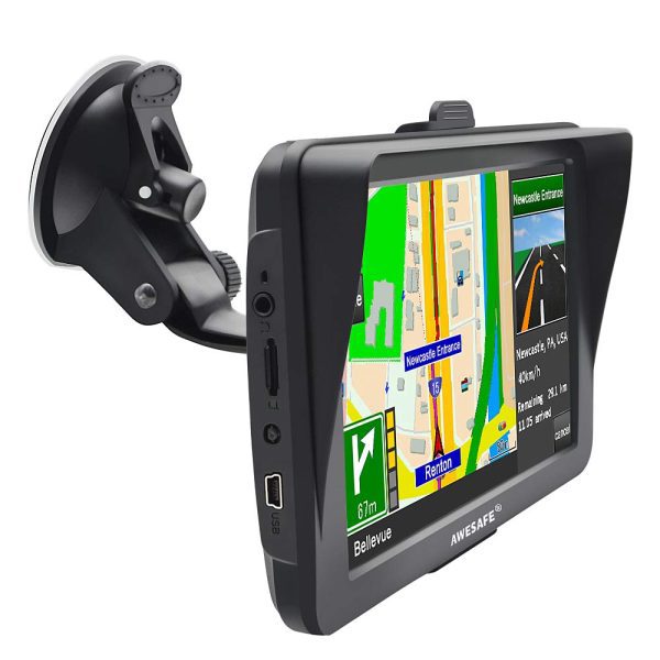AWESAFE GPS Navigator for Car Truck RV with Bluetooth, Latest 2026 Map 7 inch Touch Screen GPS for Car, Vehicle GPS with Speed and Red Light Warning (Black)