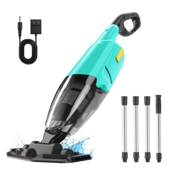 Cordless Rechargeable Pool Vacuum for Above & In-Ground Pools – 18GPM Suction, 90 Min Runtime, Fast 3H Charge, 69" Detachable Pole – Deep Clean for Spa, Hot Tub, Sand, Leaves, Debris （Green）