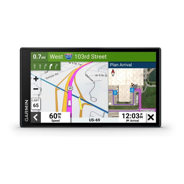 Garmin dezl OTR610, navegador GPS grande y fácil de leer para camiones de 6 pulgadas, enrutamiento personalizado para camiones, imágenes satelitales Birdseye de alta resolución
