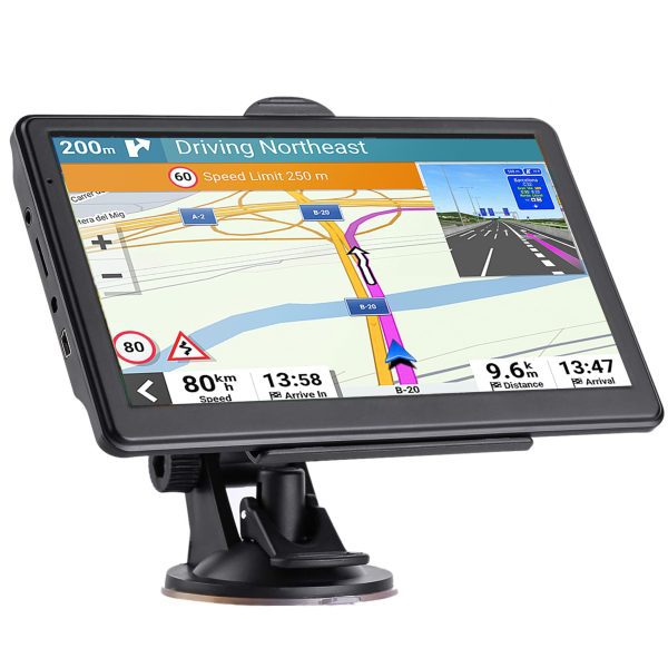 GPS Navigator for Car, 2026 Map 7 inch Touch Screen Car GPS 256-16GB,Voice Turn Direction Guidance, Support Speed and Red Light Warning, North America Lifetime map Free Update Truck(Dark)