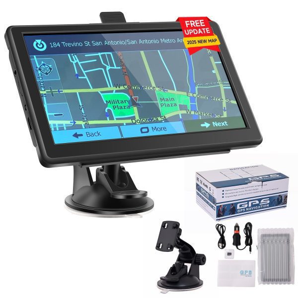 GPS Navigator for Car, Truck GPS with 7'' Touchscreen, Free Lifetime Updates, Car Navigation System with Turn-by-Turn Voice Guidance, Speed & Red Light Warning for All Cars (Car GPS)