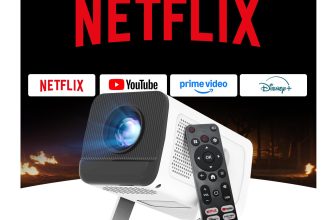 LYNCAST Mini Projector: 4K Netflix, WiFi 6, Android 13