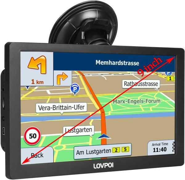 Truck GPS Commercial Drivers 2025, Trucker Car GPS Navigator, 9 inch Navigation System with Latest 2026 Maps Lifetime Updates, Voice Assistant, Speed Limit Warnings