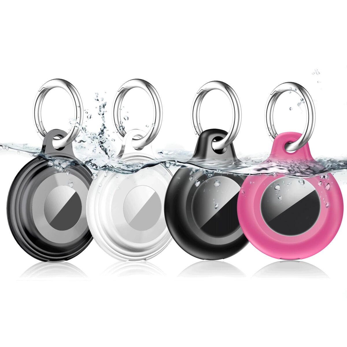 4 Pack Waterproof for Airtag Holder Case with Keychain, Shockproof & Dustproof Airtags Key Chain for Apple Air Tags, Airtag Accessories for Item Finders Case for Pets,Kids,Luggages,Key