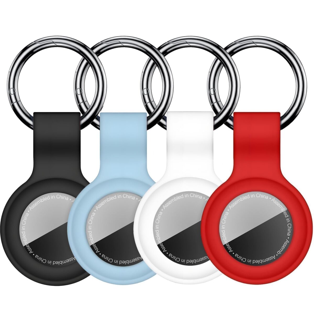 Case for AirTag 2nd Gen (2026) & 1st Gen, Silicone Holder Keychain Key Ring, Protective Cover for Air Tags, GPS Finder Accessories for Bags, Pets, Kids, Luggage, Black/Grey Blue/White/Red