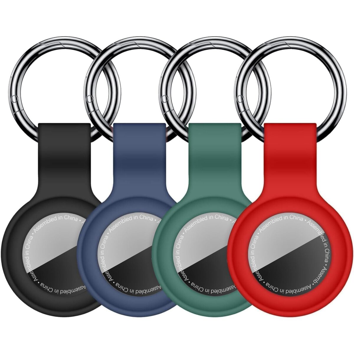 Case for AirTag 2nd Gen (2026) & 1st Gen, Silicone Holder Keychain Key Ring, Protective Cover for Air Tags, GPS Finder Accessories for Bags, Pets, Kids, Luggage, Black/Blue/Green/Red
