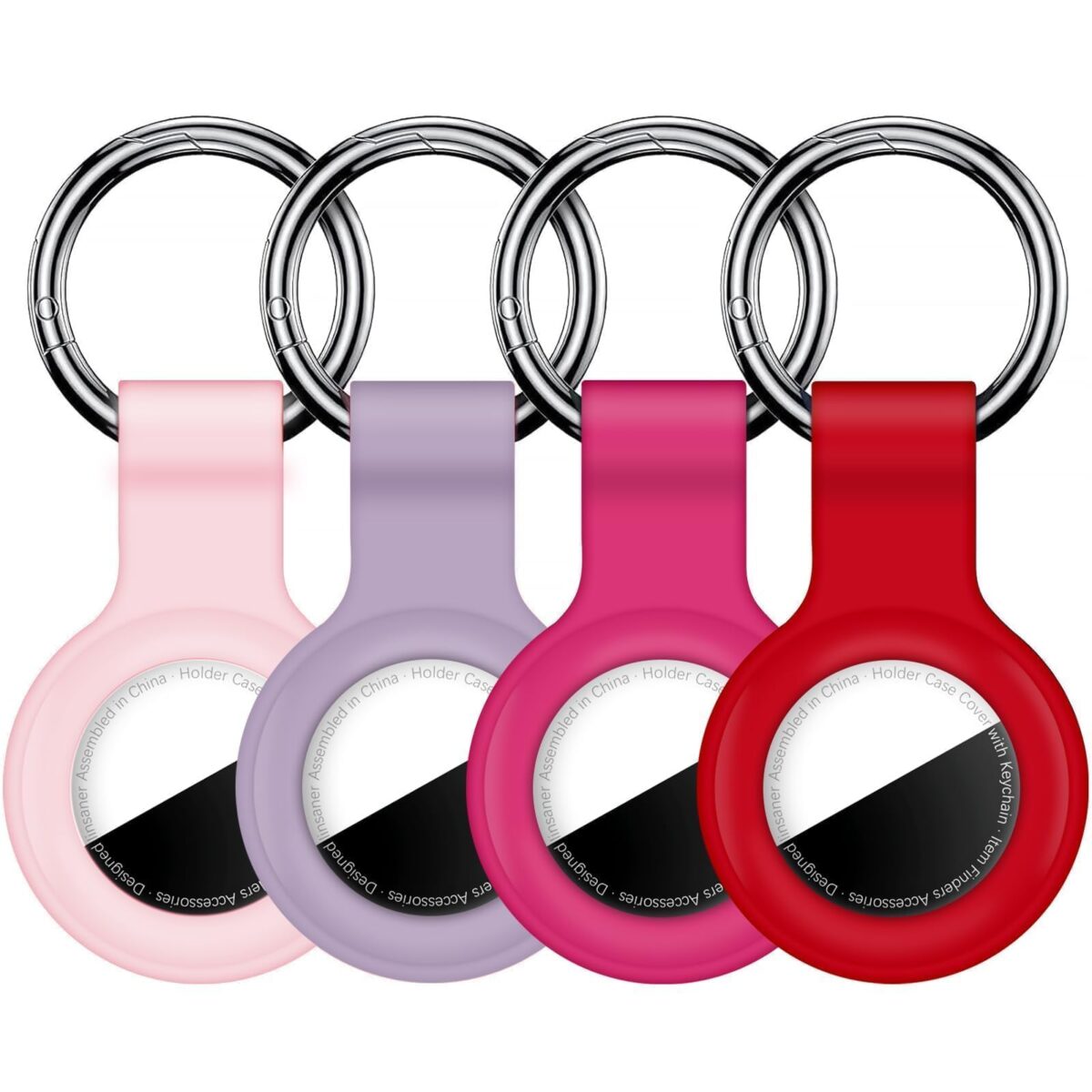 Case for AirTag 2nd Gen (2026) & 1st Gen, Silicone Holder Keychain Key Ring, Protective Cover for Air Tags, GPS Finder Accessories for Bags, Pets, Kids, Luggage,Pink/Hot Pink/Light Purple/Red