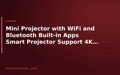 Mini Projector with WiFi and Bluetooth Built-in Apps Smart Projector Support 4K 1080P FHD 180° Adjustable Auto Keystone Compatibile with HDMI/TV Stick/Memory Stick/Laptop, White