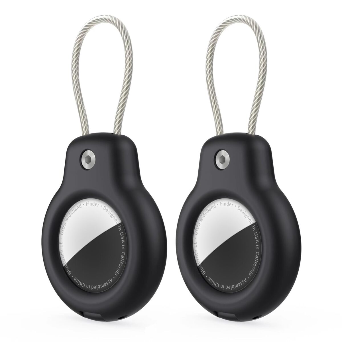 SPGUARD for AirTag Holder Case with Keychain 1st/2nd Air Tags-4 Pack for Apple Air Tag Holder with Wire Cable Lock Key Ring Chain Air Tagholder Accessories for GPS Item Tracker Kids,Keys,Luggage