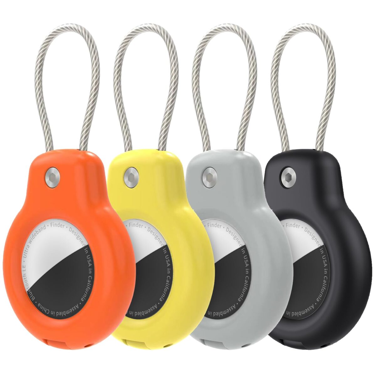 SPGUARD for AirTag Holder Case with Keychain 1st/2nd Air Tags-4 Pack for Apple Air Tag Holder with Wire Cable Lock Key Ring Chain Air Tagholder Accessories for GPS Item Tracker Kids,Keys,Luggage