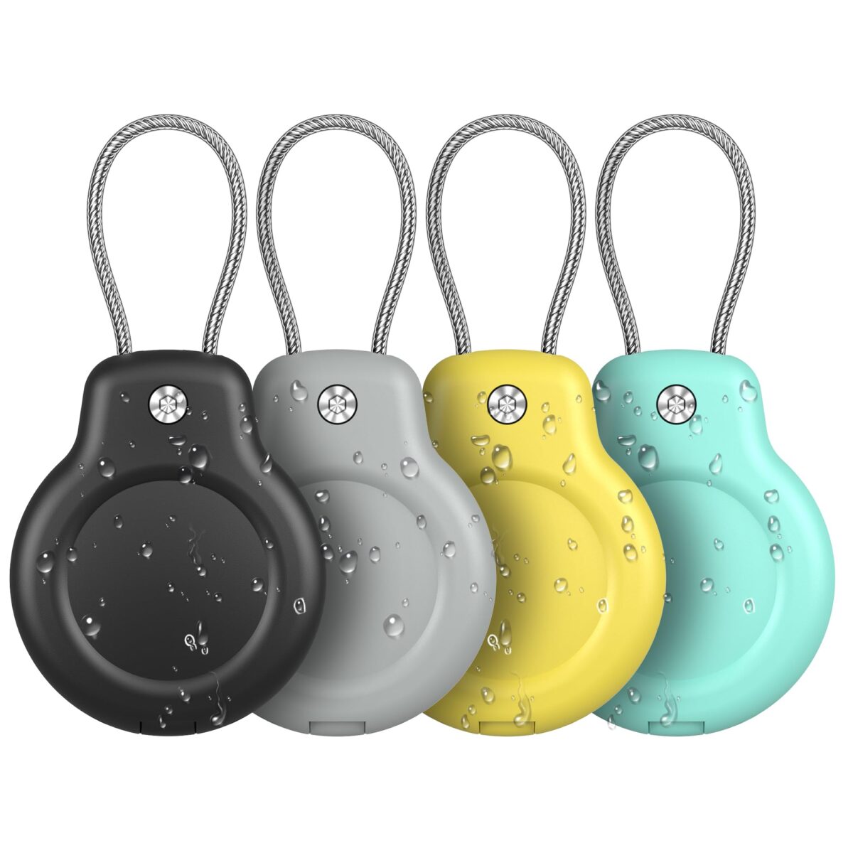 SPGUARD for AirTag Holder Case with Keychain 1st/2nd Air Tags-4 Pack for Apple Air Tag Holder with Wire Cable Lock Key Ring Chain Air Tagholder Accessories for GPS Item Tracker Kids,Keys,Luggage