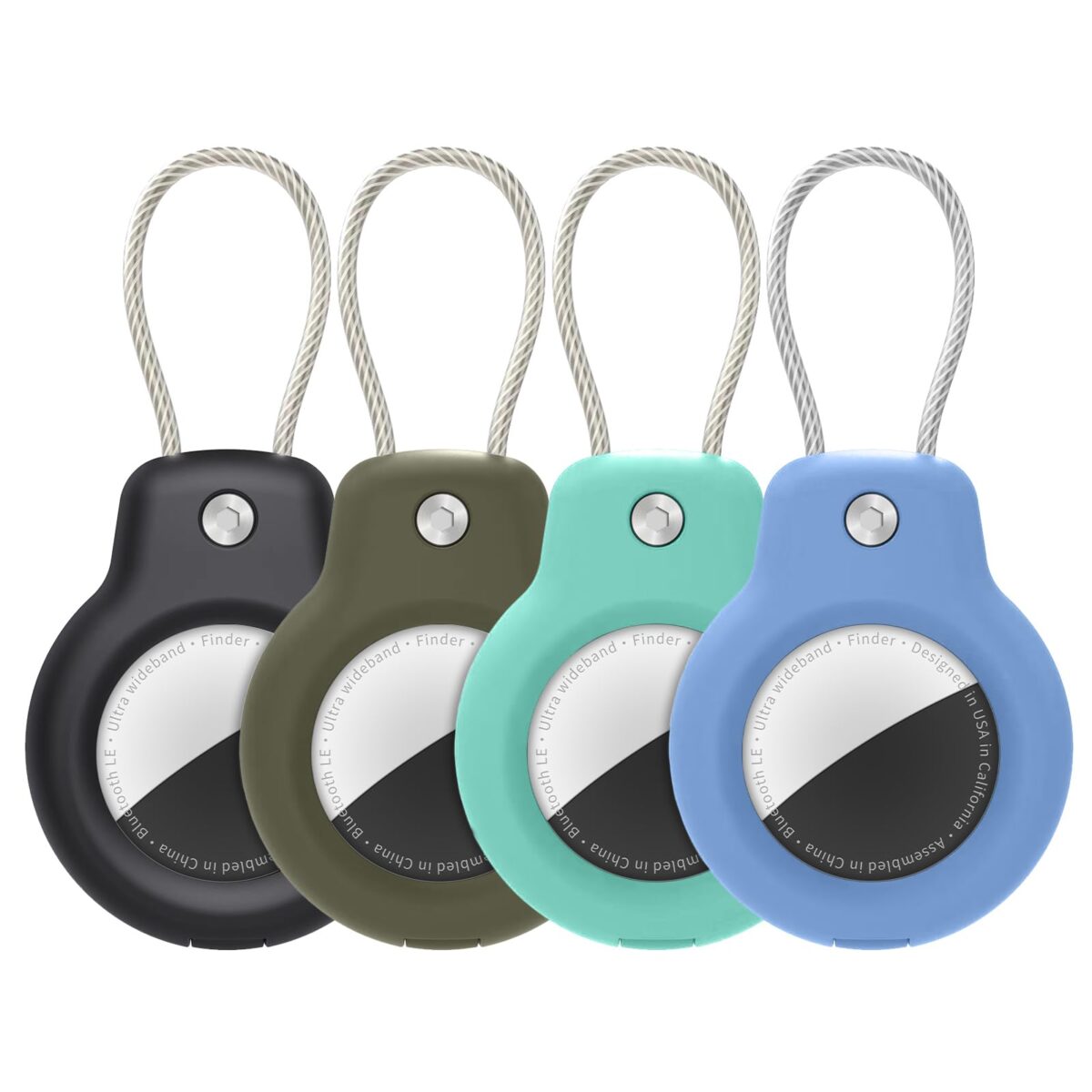 SPGUARD for AirTag Holder Case with Keychain 1st/2nd Air Tags-4 Pack for Apple Air Tag Holder with Wire Cable Lock Key Ring Chain Air Tagholder Accessories for GPS Item Tracker Kids,Keys,Luggage